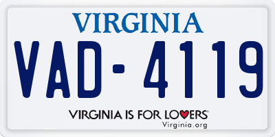 VA license plate VAD4119