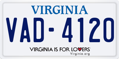 VA license plate VAD4120