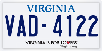 VA license plate VAD4122