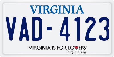 VA license plate VAD4123