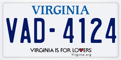 VA license plate VAD4124