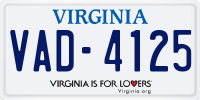 VA license plate VAD4125