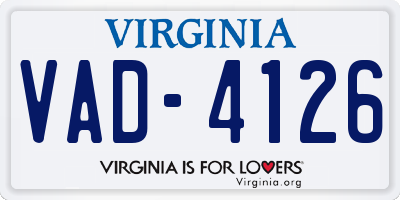 VA license plate VAD4126