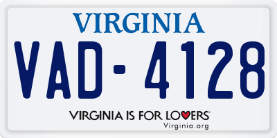 VA license plate VAD4128