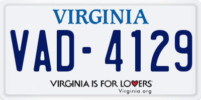 VA license plate VAD4129