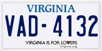 VA license plate VAD4132