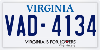 VA license plate VAD4134