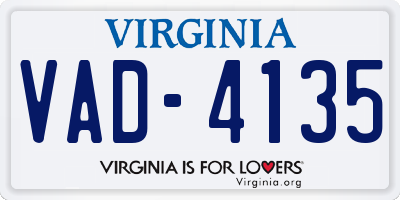 VA license plate VAD4135