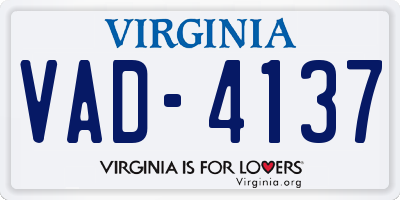 VA license plate VAD4137