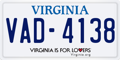 VA license plate VAD4138