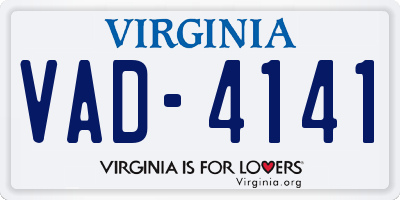 VA license plate VAD4141