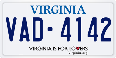 VA license plate VAD4142