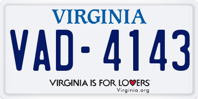 VA license plate VAD4143