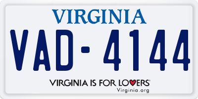 VA license plate VAD4144