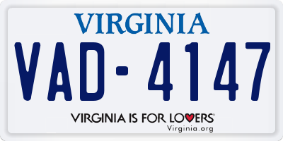 VA license plate VAD4147