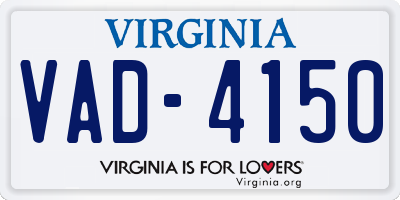 VA license plate VAD4150