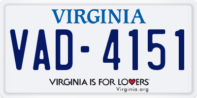 VA license plate VAD4151