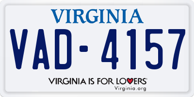 VA license plate VAD4157