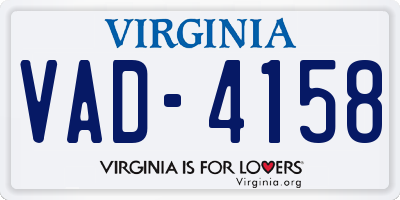 VA license plate VAD4158