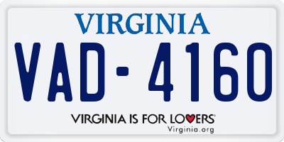 VA license plate VAD4160