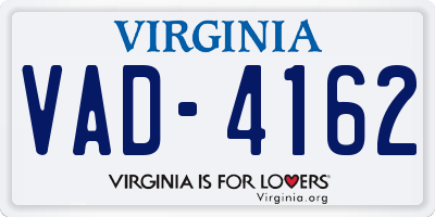 VA license plate VAD4162