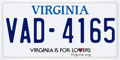 VA license plate VAD4165