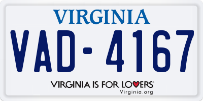 VA license plate VAD4167