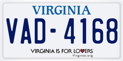 VA license plate VAD4168