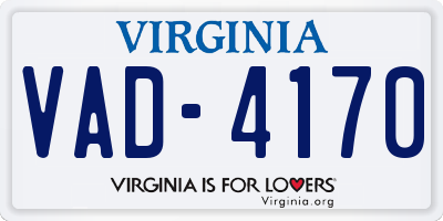 VA license plate VAD4170