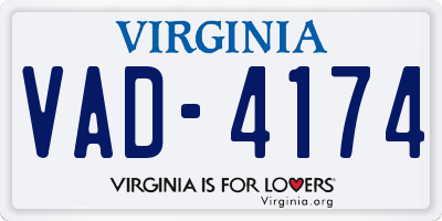 VA license plate VAD4174