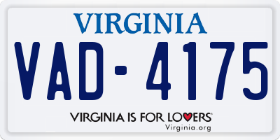 VA license plate VAD4175