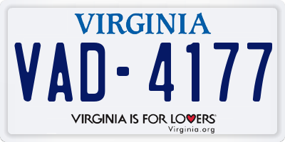 VA license plate VAD4177