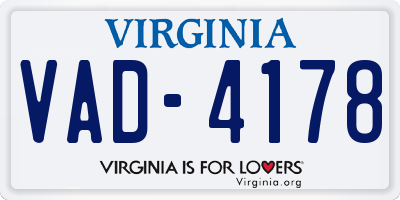 VA license plate VAD4178