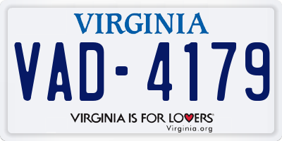 VA license plate VAD4179