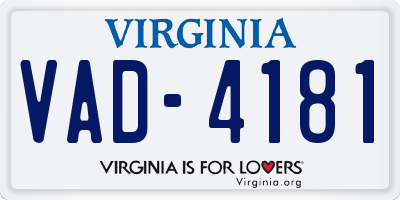 VA license plate VAD4181