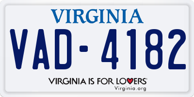 VA license plate VAD4182