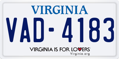 VA license plate VAD4183