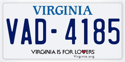 VA license plate VAD4185