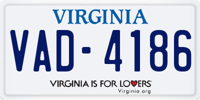 VA license plate VAD4186