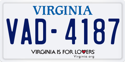 VA license plate VAD4187