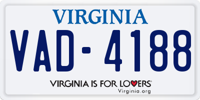 VA license plate VAD4188