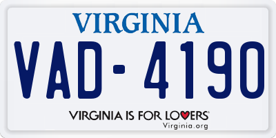 VA license plate VAD4190