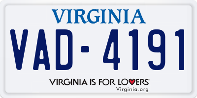 VA license plate VAD4191