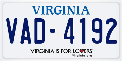 VA license plate VAD4192