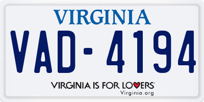 VA license plate VAD4194