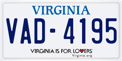 VA license plate VAD4195