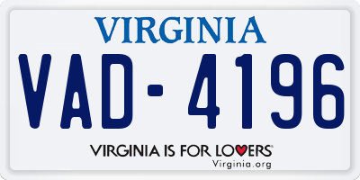 VA license plate VAD4196