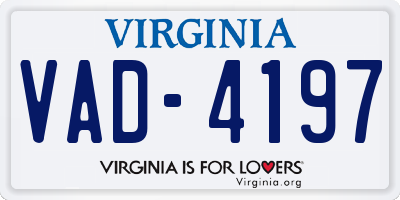 VA license plate VAD4197