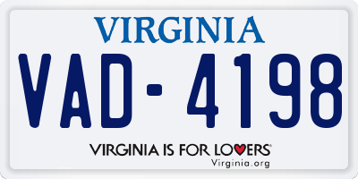 VA license plate VAD4198