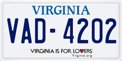 VA license plate VAD4202